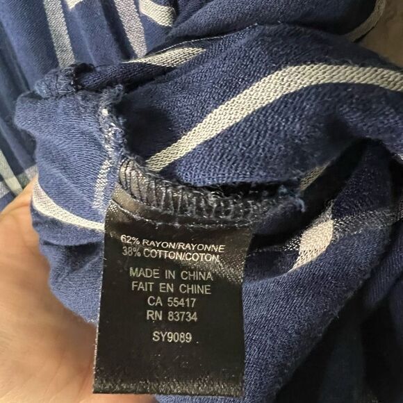 Linea Domani Womens Blue White Twisted Blouse High Low Long Sleeve Stripes Large - Picture 5 of 7